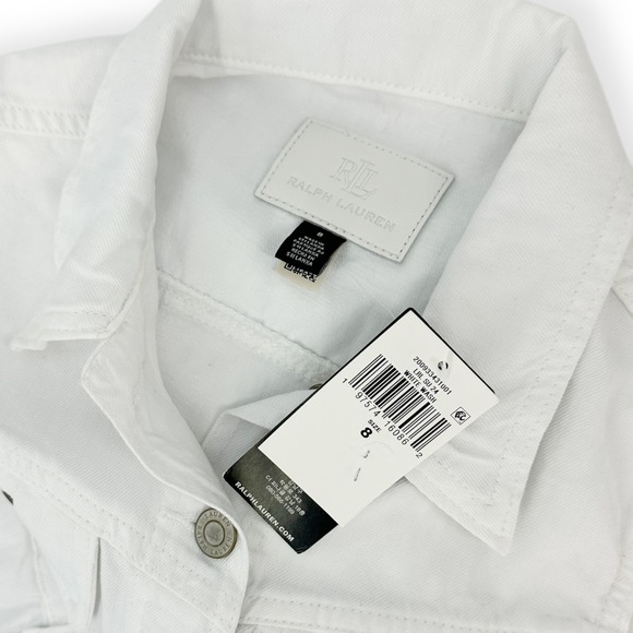 Lauren Ralph Lauren Denim Trucker Dress NWT White Sleeveless Button Front Size 8 - Picture 7 of 10